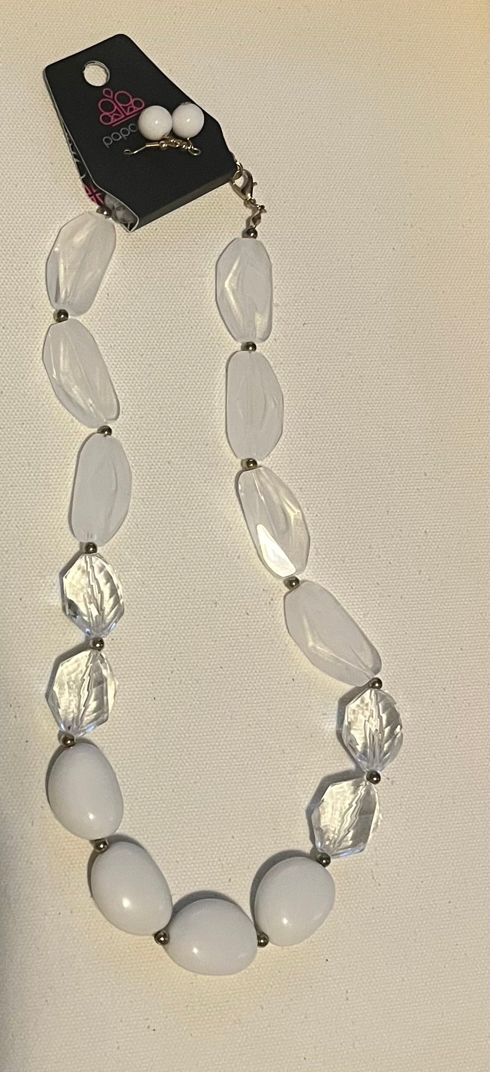 White necklace and earrings