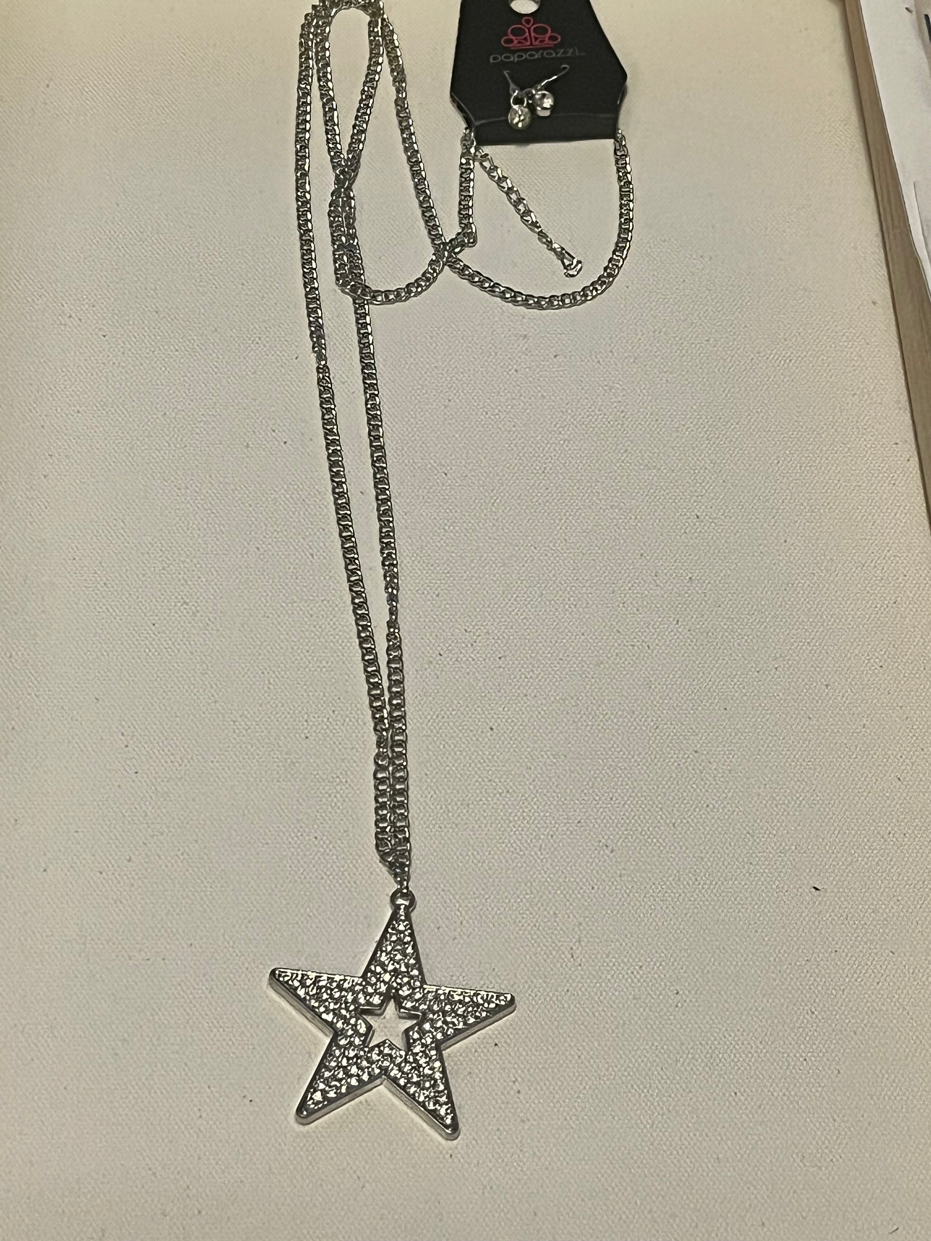 Long star necklace and earrings