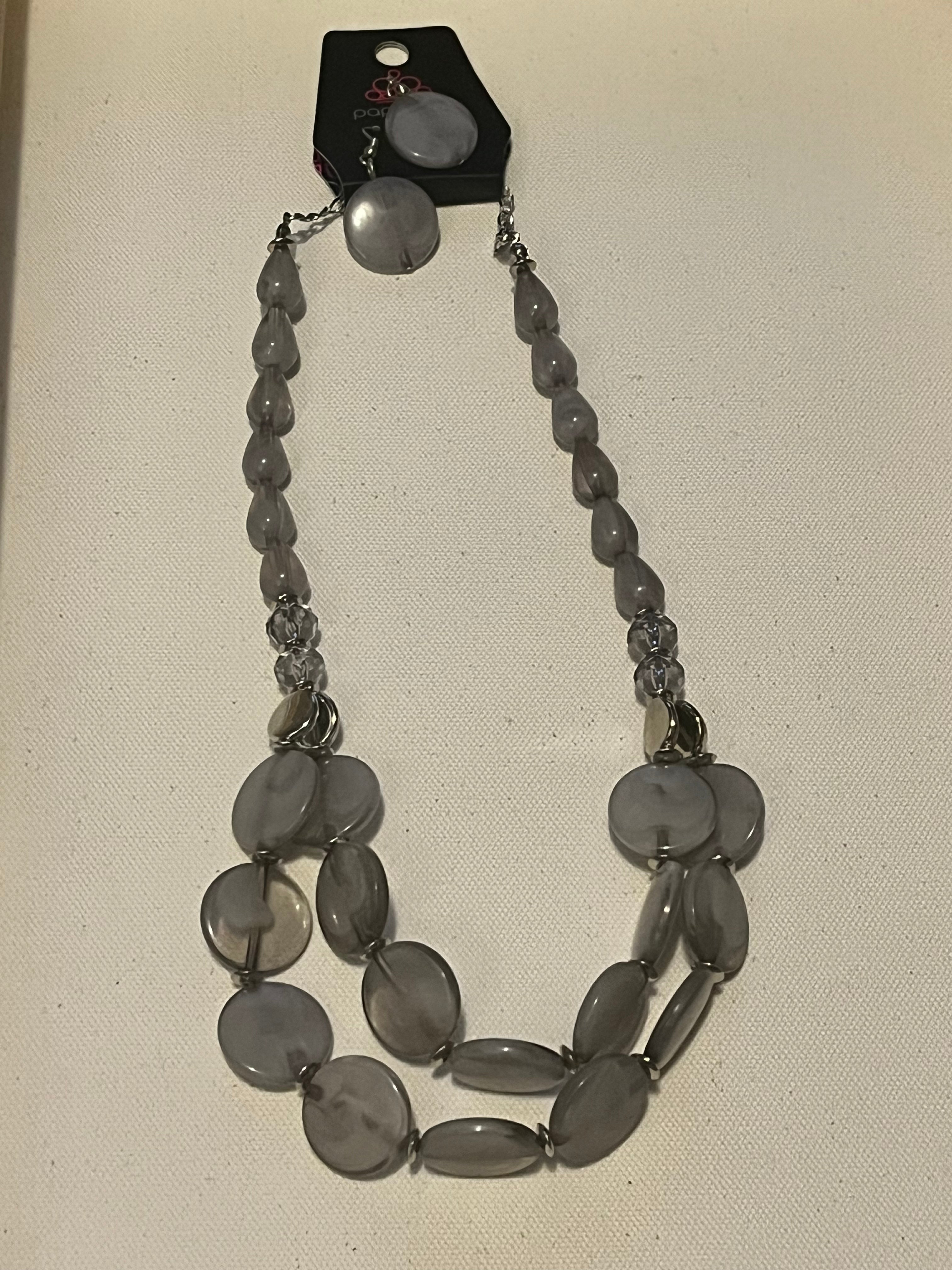 Grey necklace and earrings