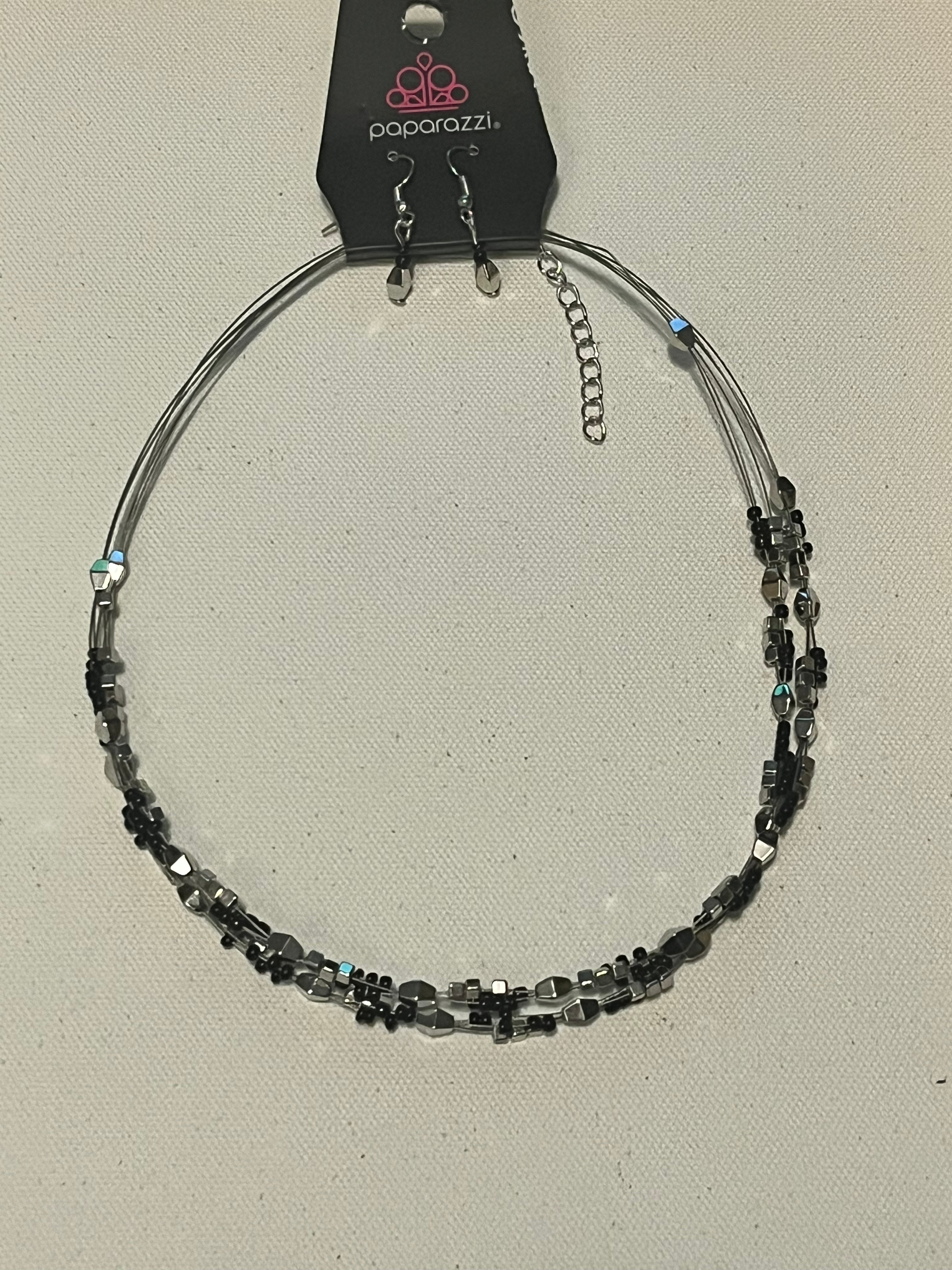 Black necklace with earrings